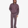 Sudadera con capucha oversize de algodón orgánico con cremallera - Uva descolorida