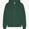 Sudadera con capucha oversize de algodón orgánico con cremallera - Verde esmeralda