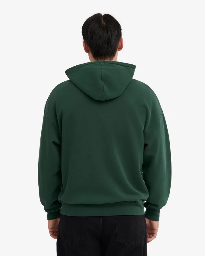 Sudadera con capucha oversize de algodón orgánico con cremallera - Verde esmeralda