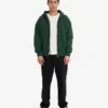 Sudadera con capucha oversize de algodón orgánico con cremallera - Verde esmeralda