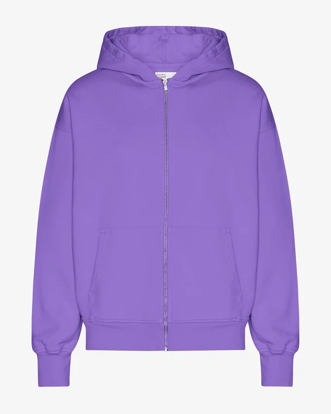 Sudadera con capucha oversize de algodón orgánico con cremallera - Violeta ultra