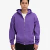 Sudadera con capucha oversize de algodón orgánico con cremallera - Violeta ultra