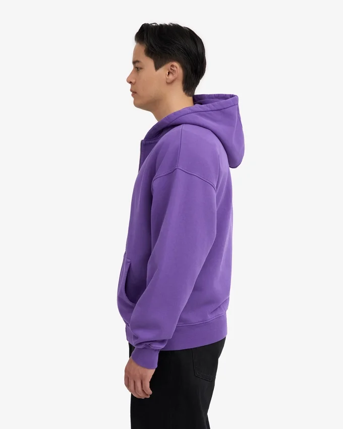 Sudadera con capucha oversize de algodón orgánico con cremallera - Violeta ultra