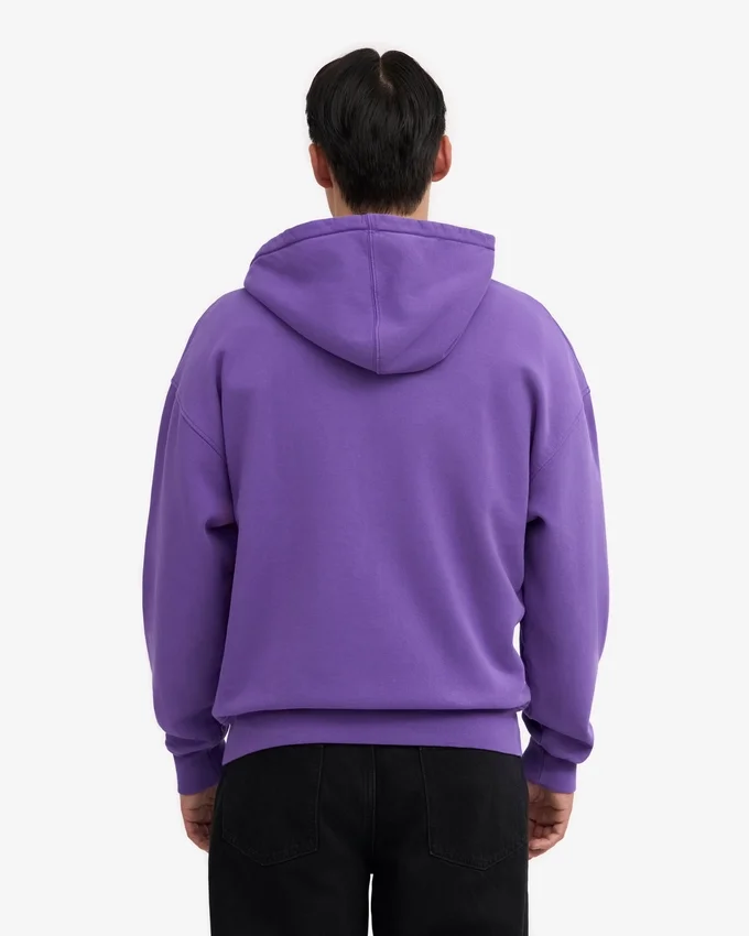 Sudadera con capucha oversize de algodón orgánico con cremallera - Violeta ultra