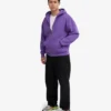 Sudadera con capucha oversize de algodón orgánico con cremallera - Violeta ultra