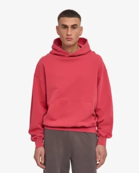 Sudadera con capucha oversize de algodón orgánico – Rojo descolorido