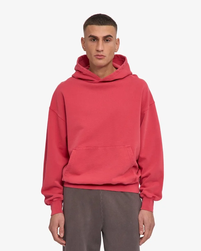 Sudadera con capucha oversize de algodón orgánico - Rojo descolorido