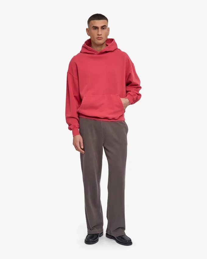 Sudadera con capucha oversize de algodón orgánico - Rojo descolorido