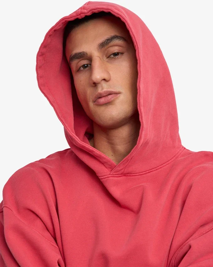Sudadera con capucha oversize de algodón orgánico - Rojo descolorido
