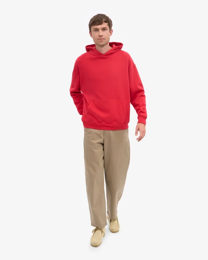 Sudadera con capucha oversize de algodón orgánico - Rojo escarlata