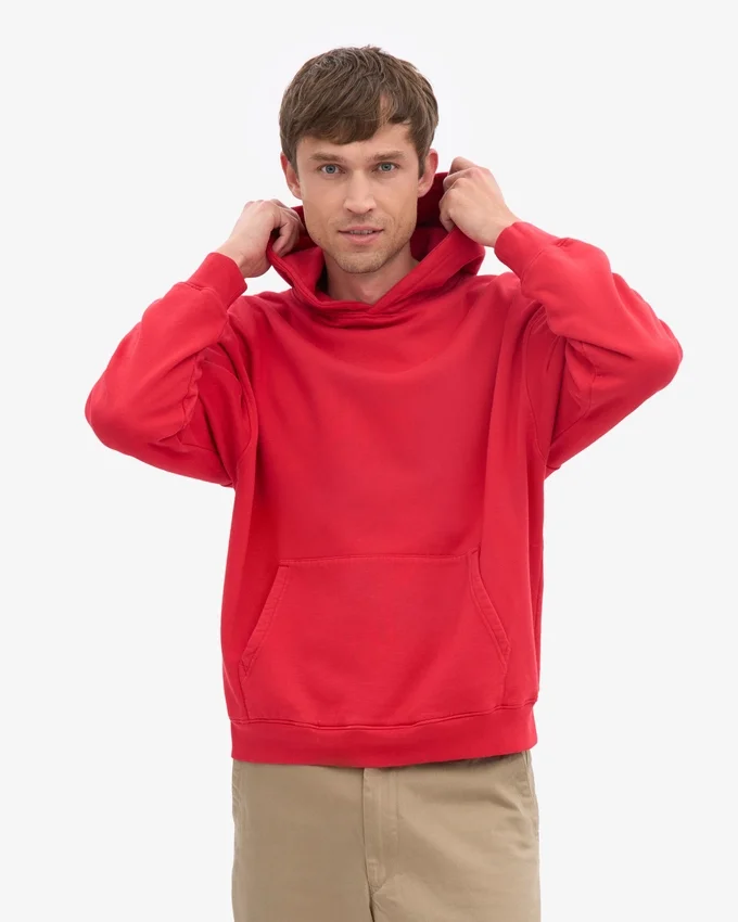 Sudadera con capucha oversize de algodón orgánico - Rojo escarlata