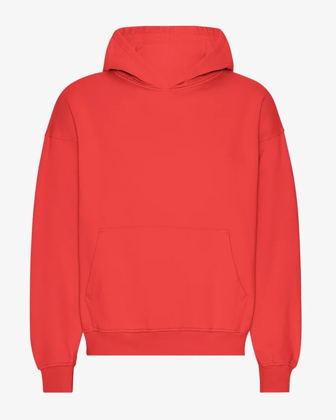 Sudadera con capucha oversize de algodón orgánico - Rojo mandarina