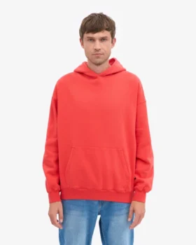 Sudadera con capucha oversize de algodón orgánico – Rojo mandarina