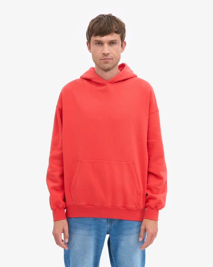 Sudadera con capucha oversize de algodón orgánico - Rojo mandarina