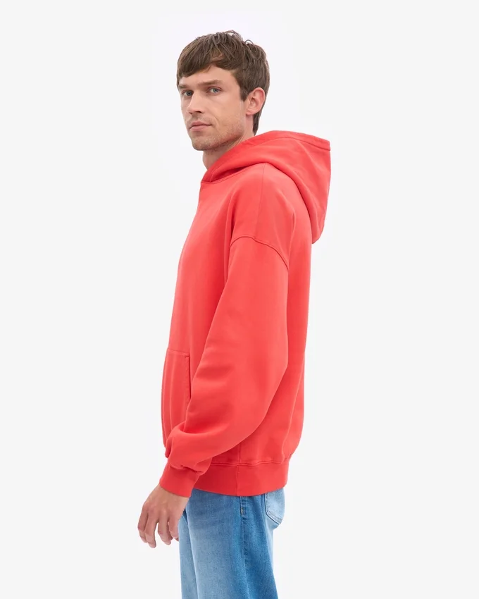 Sudadera con capucha oversize de algodón orgánico - Rojo mandarina