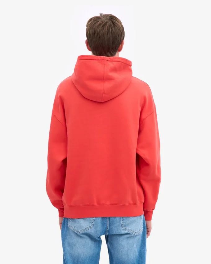 Sudadera con capucha oversize de algodón orgánico - Rojo mandarina