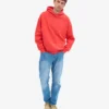 Sudadera con capucha oversize de algodón orgánico - Rojo mandarina