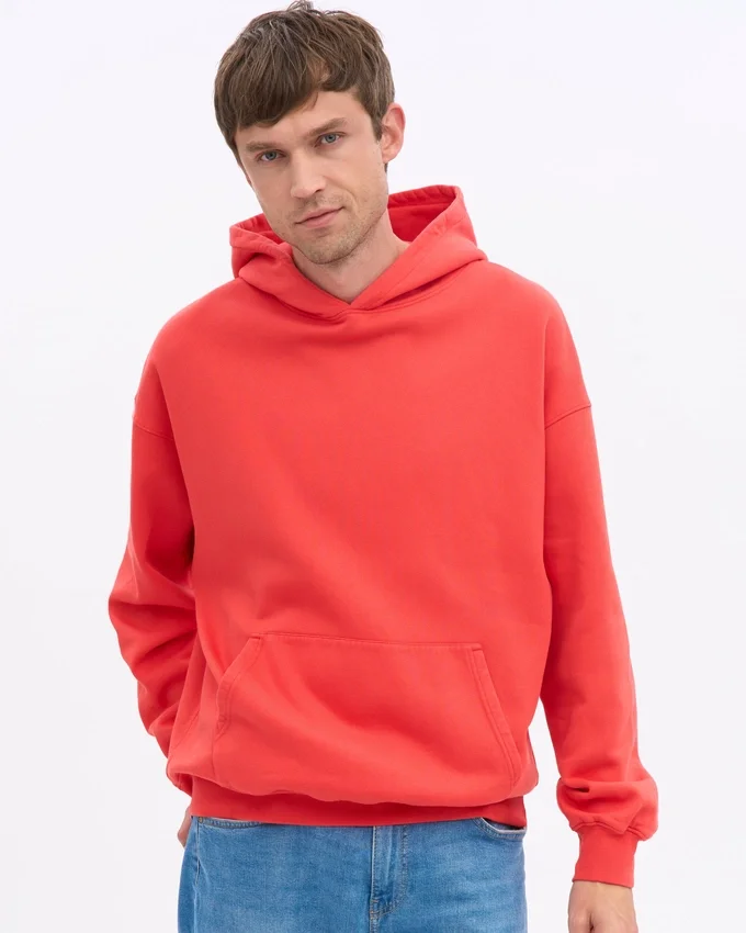 Sudadera con capucha oversize de algodón orgánico - Rojo mandarina