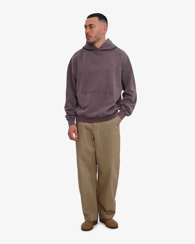 Sudadera con capucha oversize de algodón orgánico - Uva descolorida