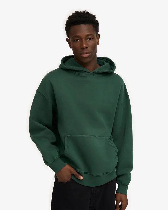 Sudadera con capucha oversize de algodón orgánico - Verde esmeralda