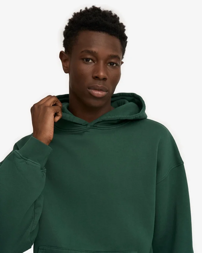Sudadera con capucha oversize de algodón orgánico - Verde esmeralda