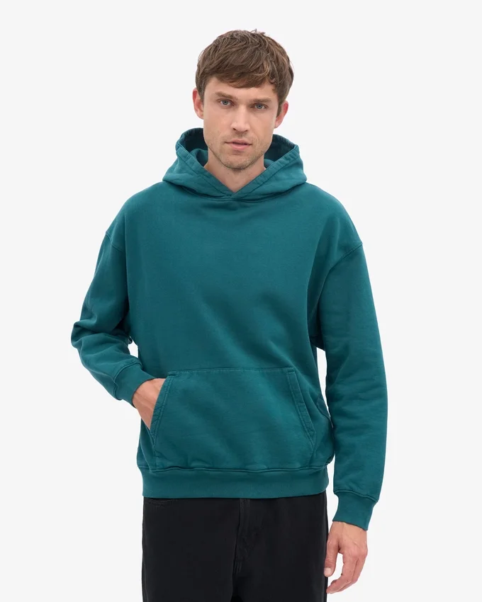 Sudadera con capucha oversize de algodón orgánico - Verde océano