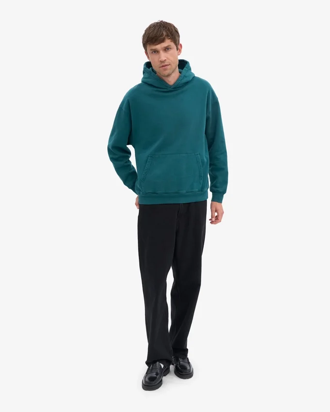 Sudadera con capucha oversize de algodón orgánico - Verde océano
