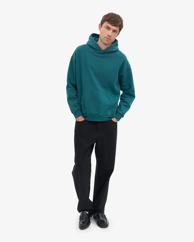 Sudadera con capucha oversize de algodón orgánico - Verde océano