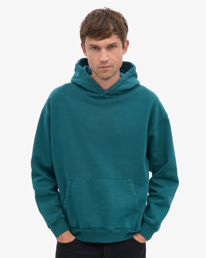 Sudadera con capucha oversize de algodón orgánico - Verde océano