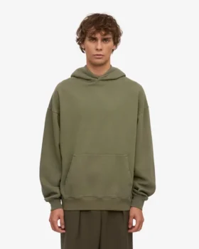 Sudadera con capucha oversize de algodón orgánico – Verde oliva apagado