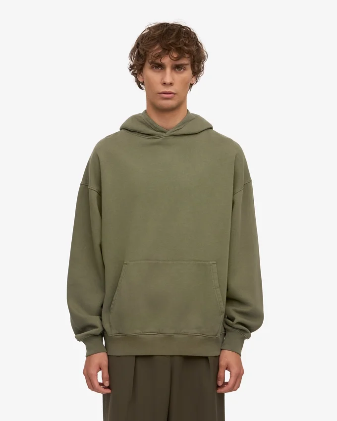 Sudadera con capucha oversize de algodón orgánico - Verde oliva apagado