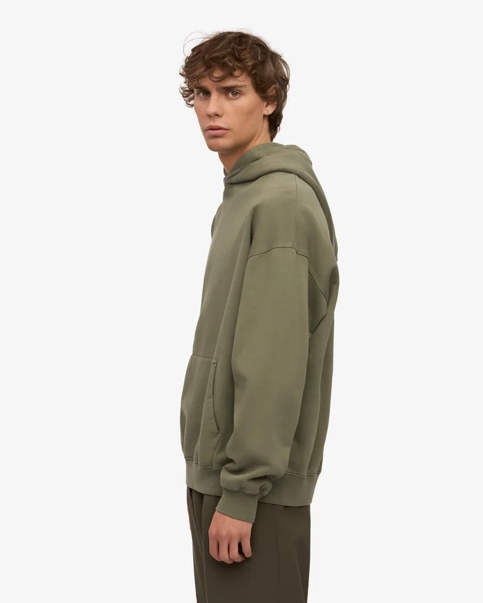 Sudadera con capucha oversize de algodón orgánico - Verde oliva apagado