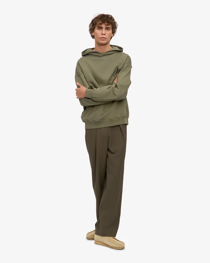 Sudadera con capucha oversize de algodón orgánico - Verde oliva apagado