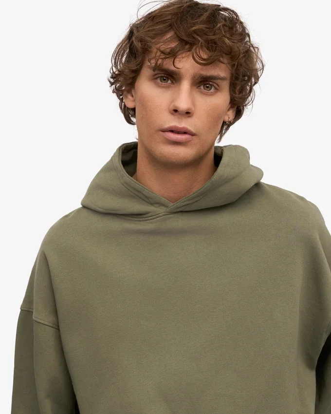 Sudadera con capucha oversize de algodón orgánico - Verde oliva apagado