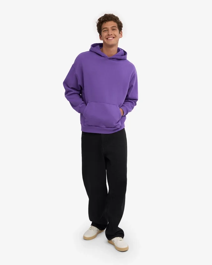 Sudadera con capucha oversize de algodón orgánico - Violeta ultra