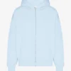 Sudadera con capucha oversize orgánica con cremallera - Azul polar
