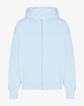 Sudadera con capucha oversize orgánica con cremallera - Azul polar