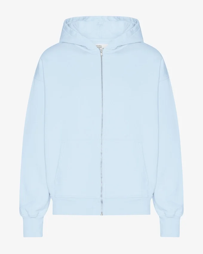 Sudadera con capucha oversize orgánica con cremallera - Azul polar