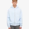 Sudadera con capucha oversize orgánica con cremallera - Azul polar