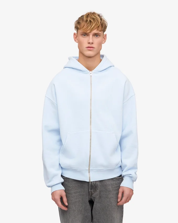 Sudadera con capucha oversize orgánica con cremallera - Azul polar