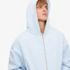 Sudadera con capucha oversize orgánica con cremallera - Azul polar