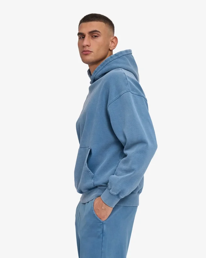 Sudadera con capucha oversize orgánica - Índigo descolorido