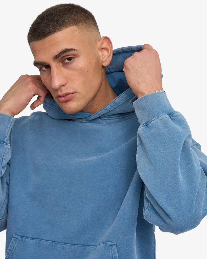 Sudadera con capucha oversize orgánica - Índigo descolorido