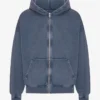 Sudadera con capucha oversize y cremallera de algodón orgánico - Azul Neptuno