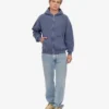 Sudadera con capucha oversize y cremallera de algodón orgánico - Azul Neptuno