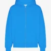 Sudadera con capucha oversize y cremallera de algodón orgánico - Azul Pacífico