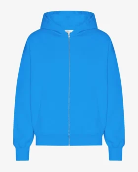 Sudadera con capucha oversize y cremallera de algodón orgánico - Azul Pacífico