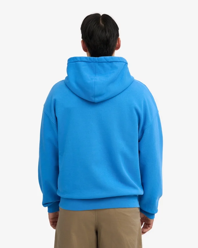 Sudadera con capucha oversize y cremallera de algodón orgánico - Azul Pacífico