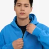 Sudadera con capucha oversize y cremallera de algodón orgánico - Azul Pacífico