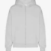 Sudadera con capucha oversize y cremallera de algodón orgánico - Gris descolorido